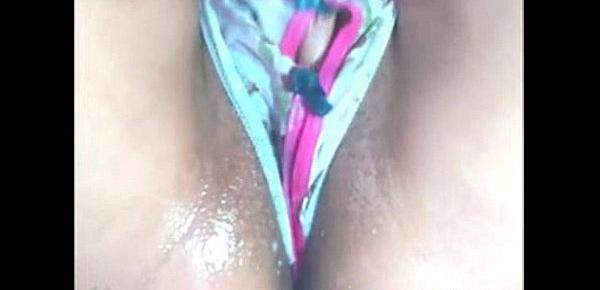  Sexy latina cam babe rubs soaking wet pussy through panties